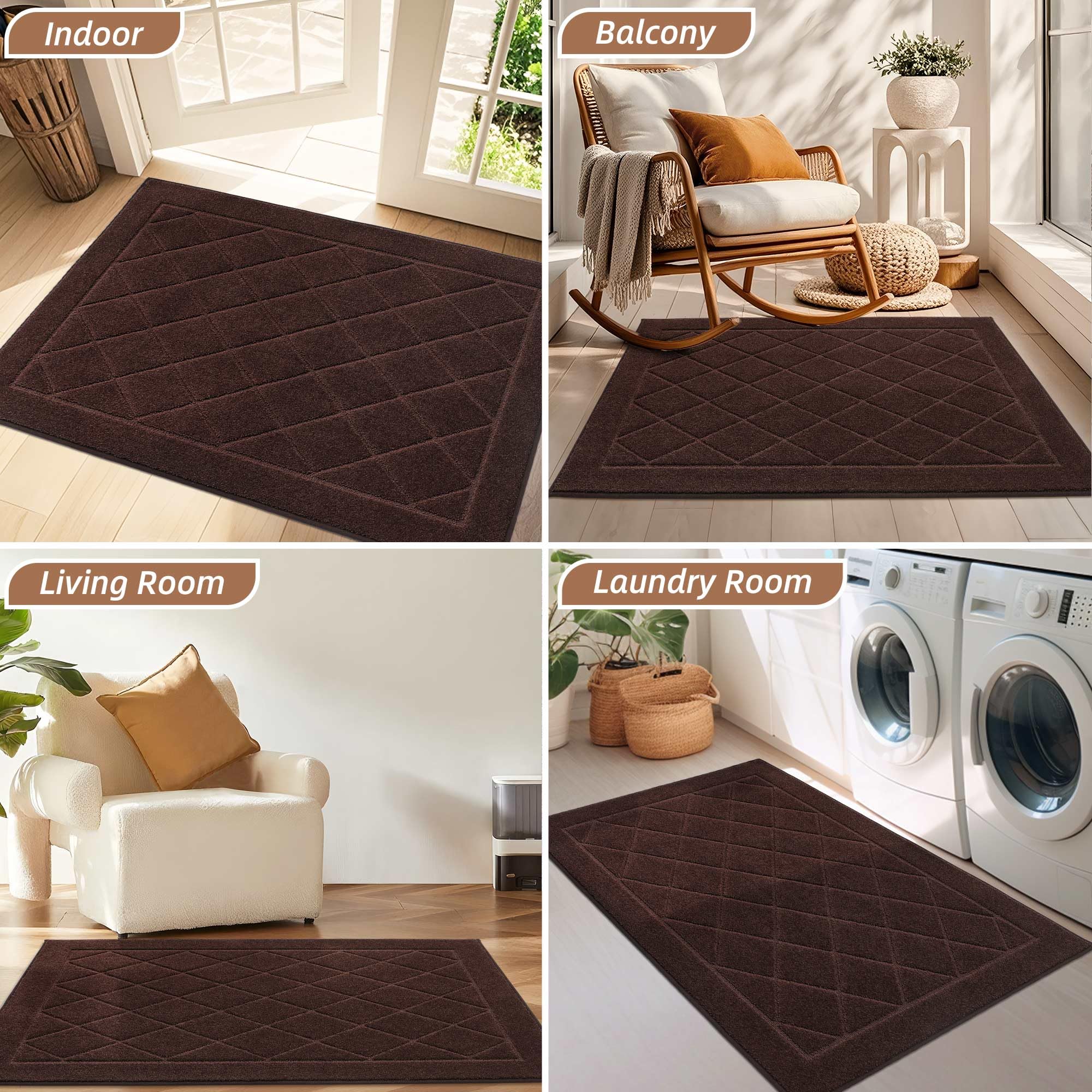 BEQHAUSE Dirt Trapper Door Mat durable edges resist curling over time.