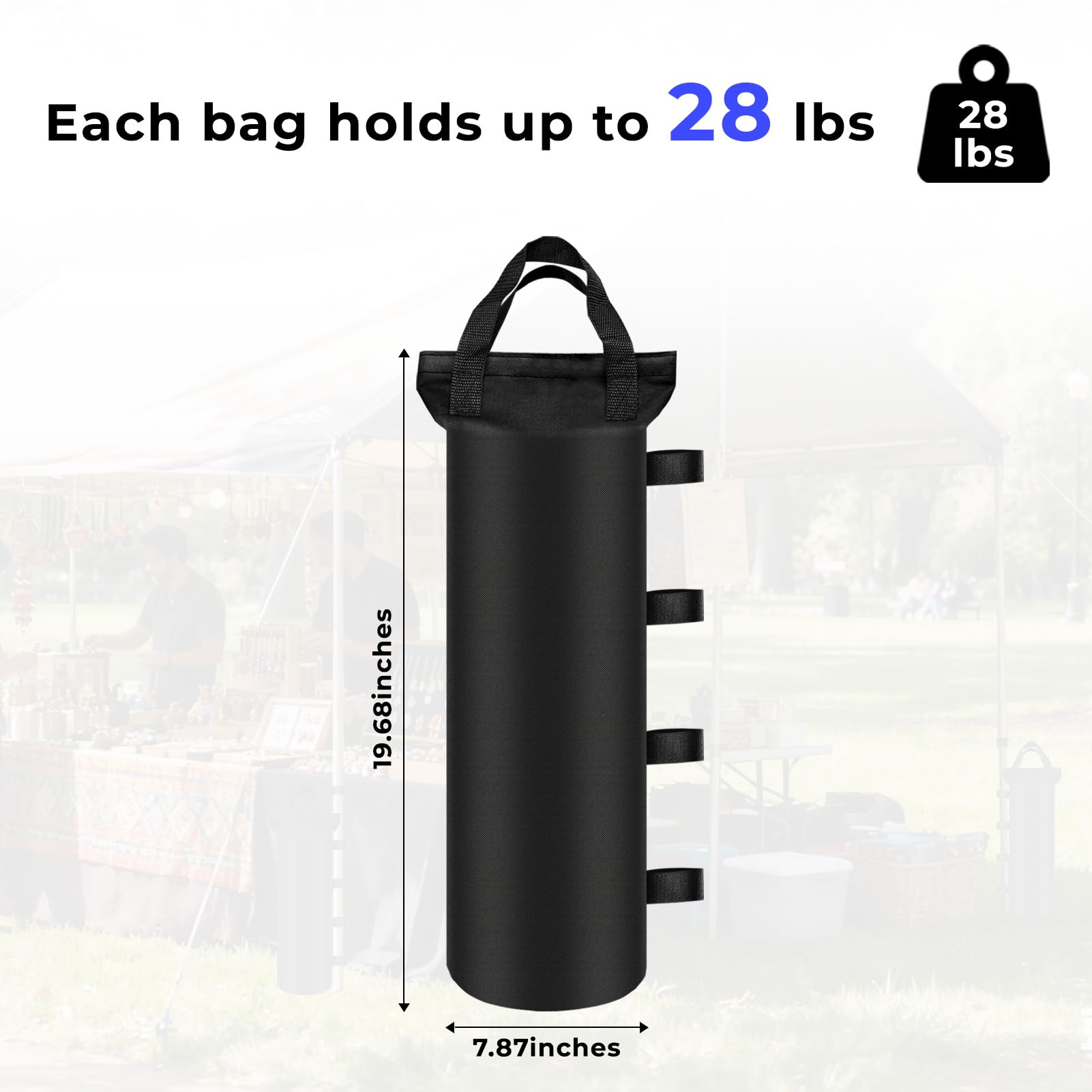 Bequemhaus weights feature a wide base for stable canopy setups.