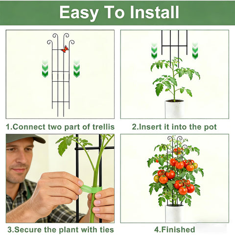 Berallo trellis blends with plants for an attractive, organized display