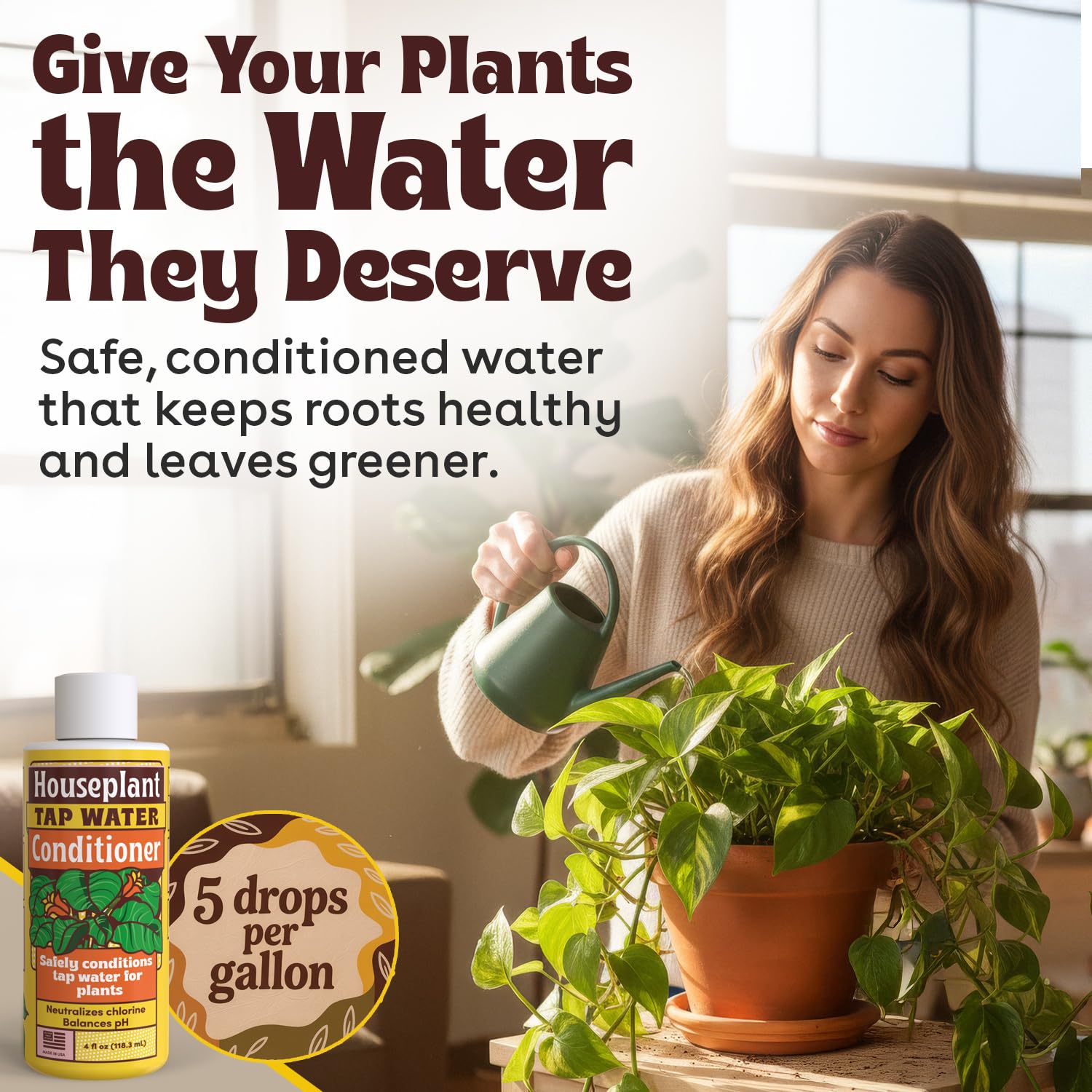 Berkland Tap Water Conditioner measuring-dropper shows easy dosing for plants