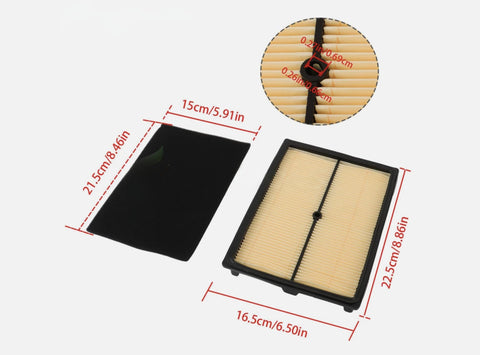 Dual-stage filtration with foam pre-filter traps debris before the paper element.