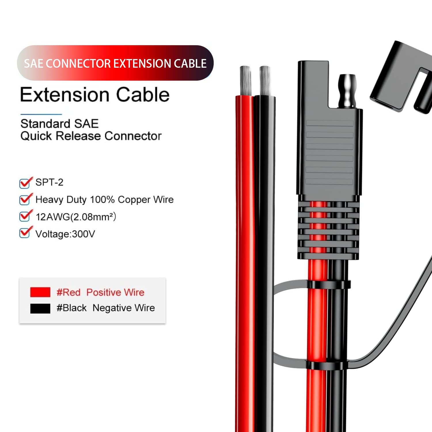 Berlat SAE extension cable with polarity reverse adapters for safe setup.