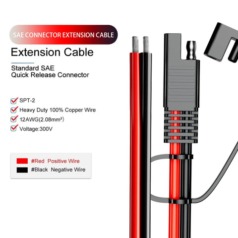 Berlat SAE extension cable with polarity reverse adapters for safe setup.