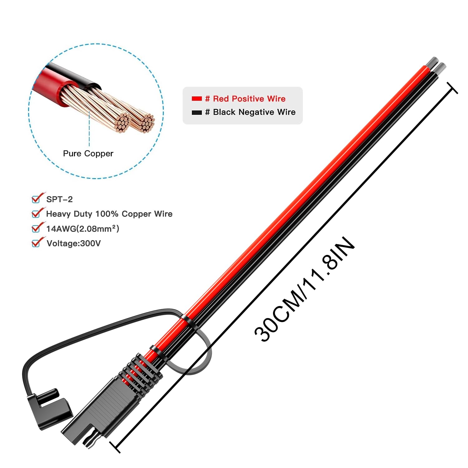 Berlat SAE extension cable with tinned ends for easy, durable connections.