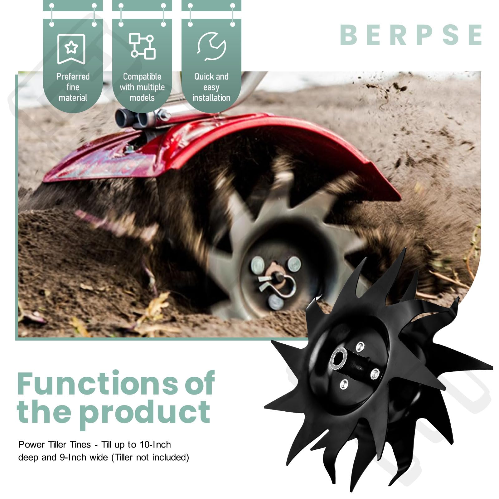 BERPSE 1622 tines with a durable metal build for long-lasting use.