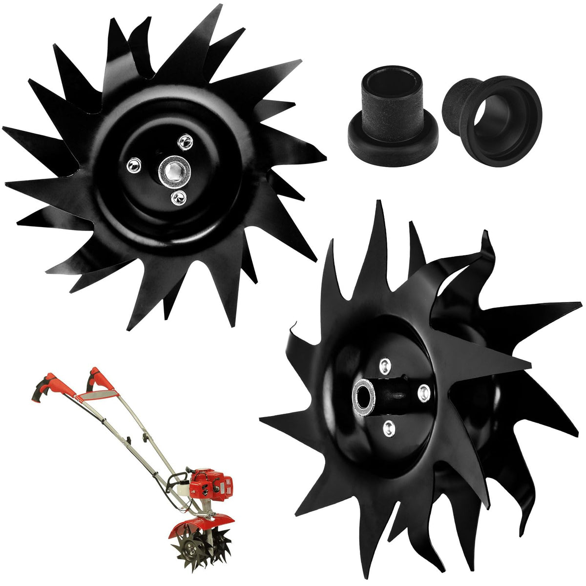 BERPSE 1622 power tiller tines in soil for deeper cultivation and root access.