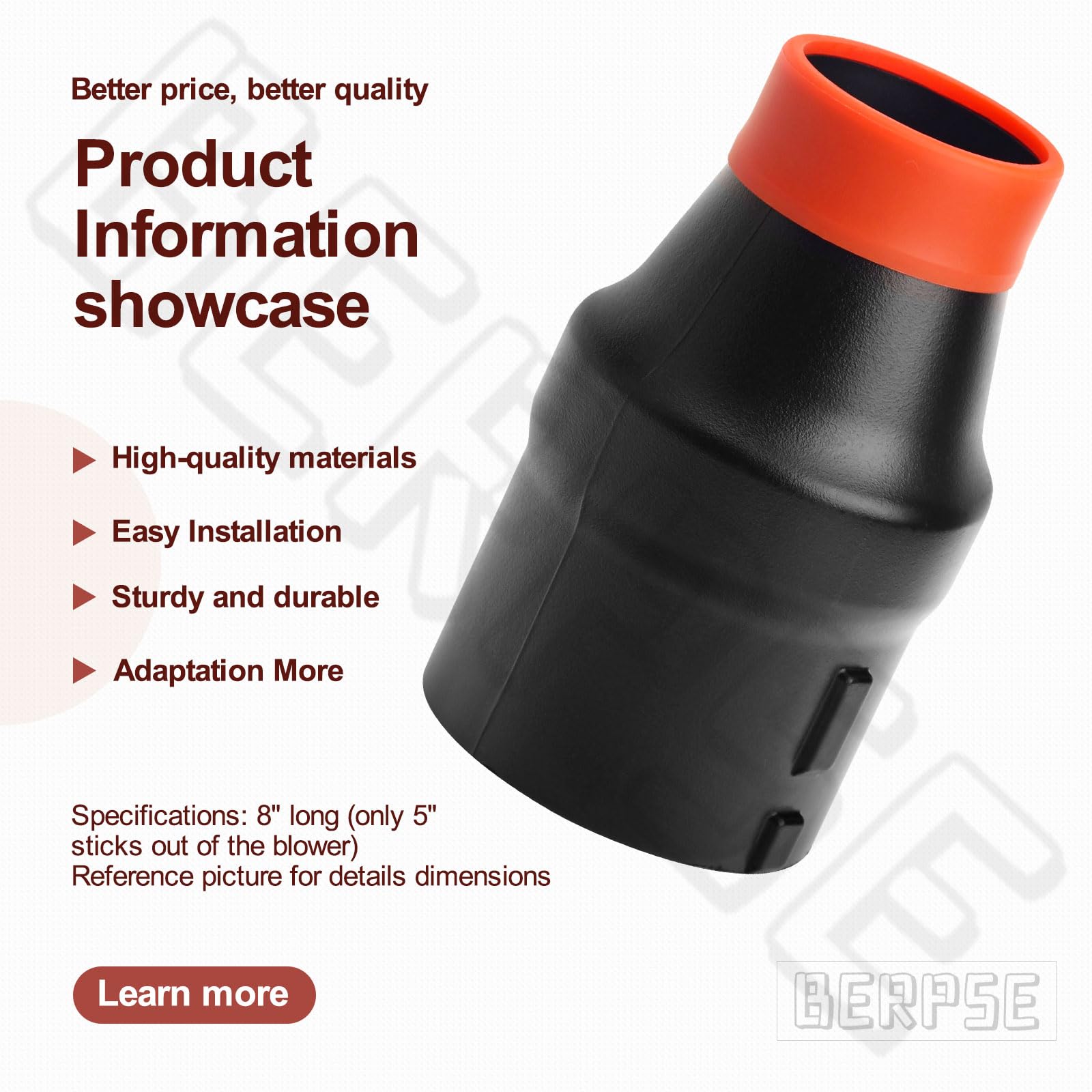 BERPSE compact air flow nozzle concentrates air for faster drying.