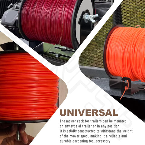BERPSE organized lawn care accessory streamlines spool management on trailers.