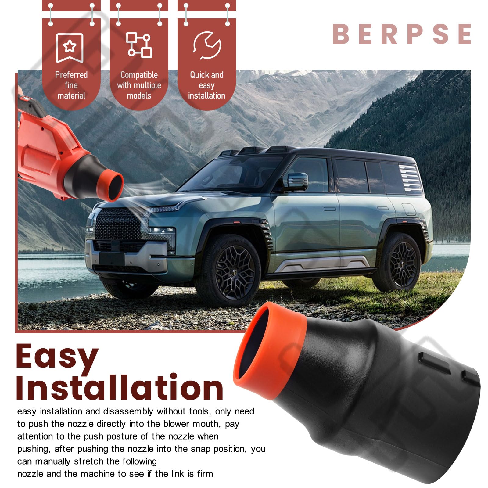 BERPSE red soft tip cover prevents scuffs during drying.