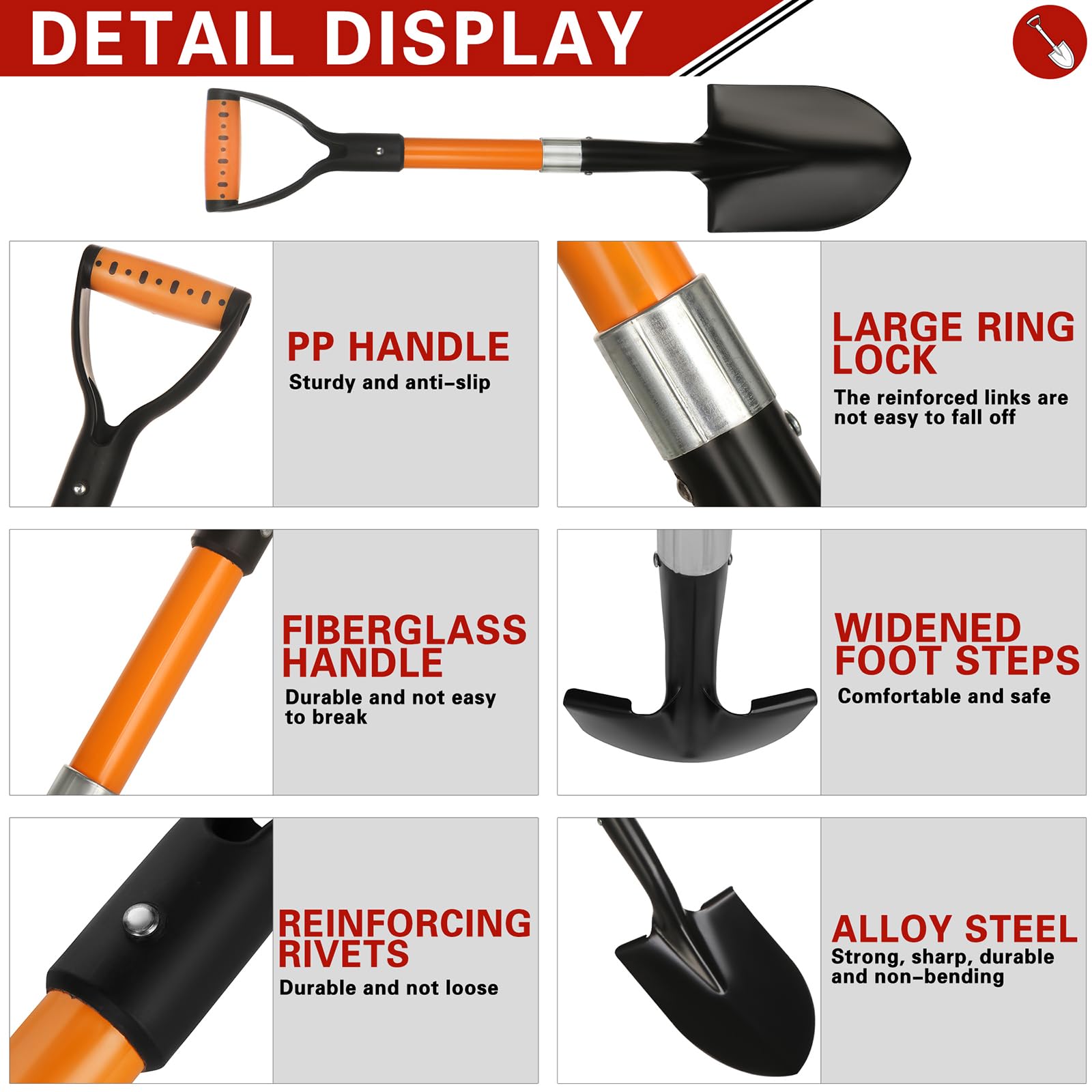 BERSCIT alloy steel head provides durable versatility for soil and sand.