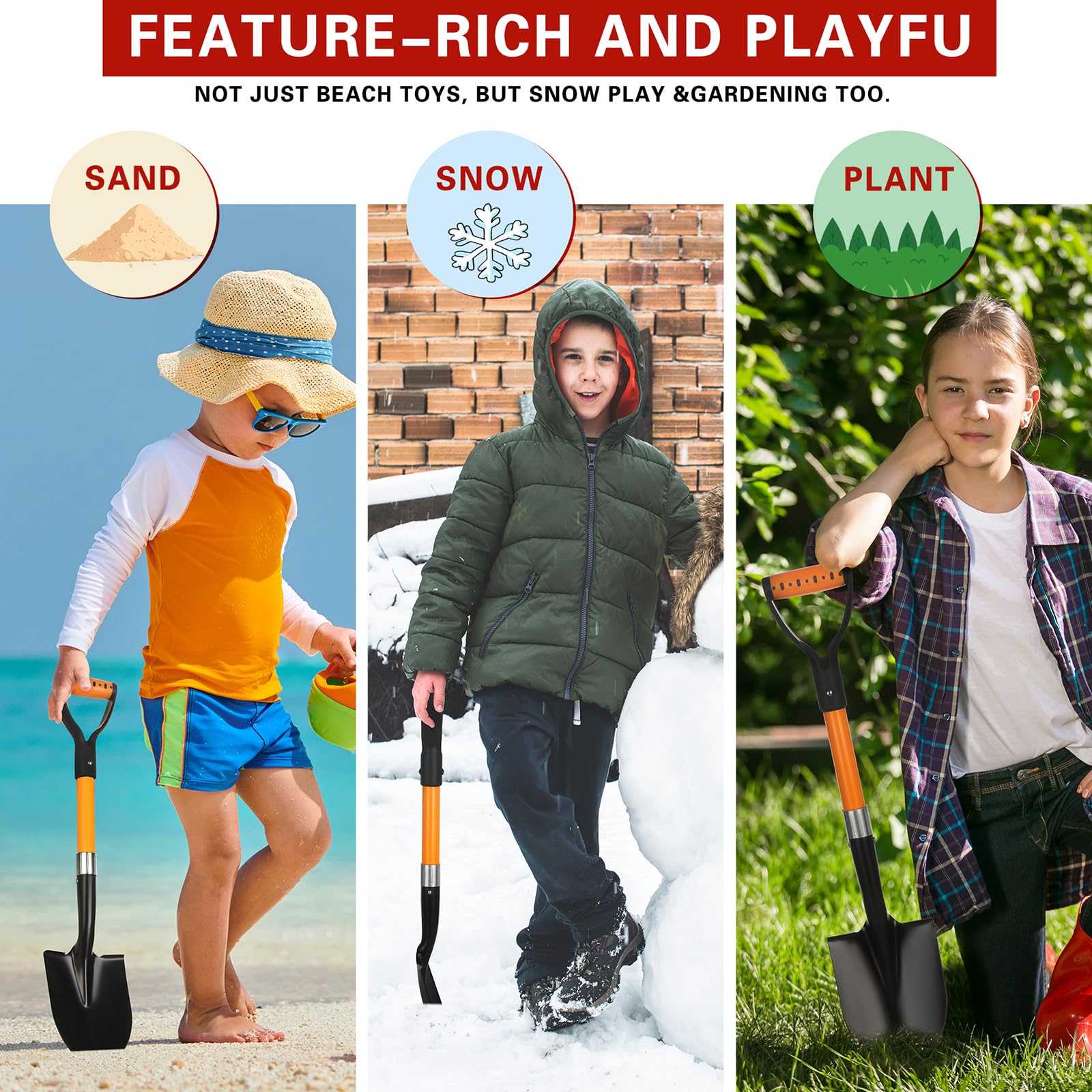 BERSCIT shovel on the beach demonstrates portable, ready-to-use design.