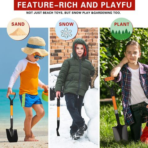 BERSCIT shovel on the beach demonstrates portable, ready-to-use design.