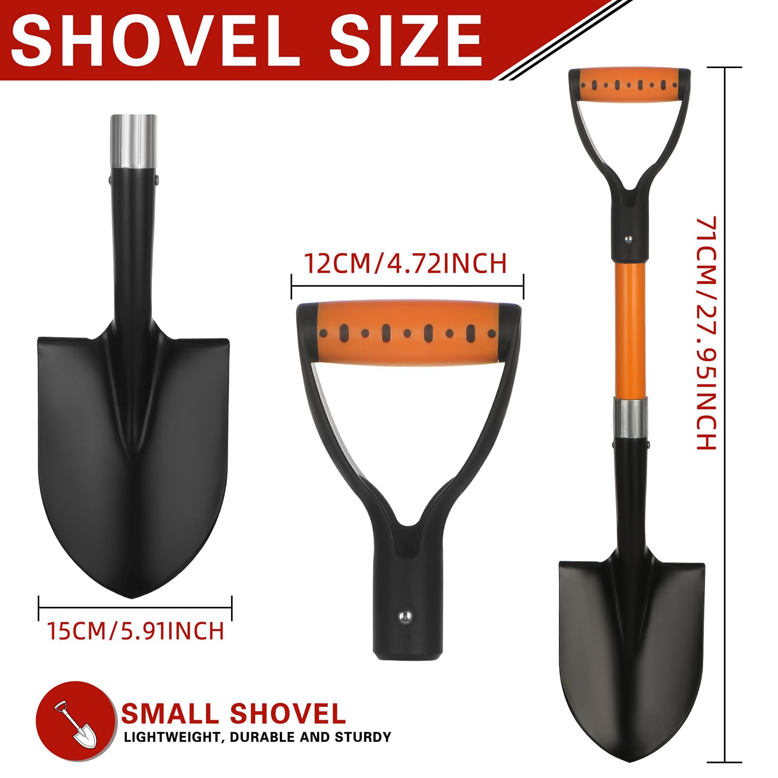 BERSCIT 28-Inch Mini Garden Shovel with D-Grip offers comfortable control.