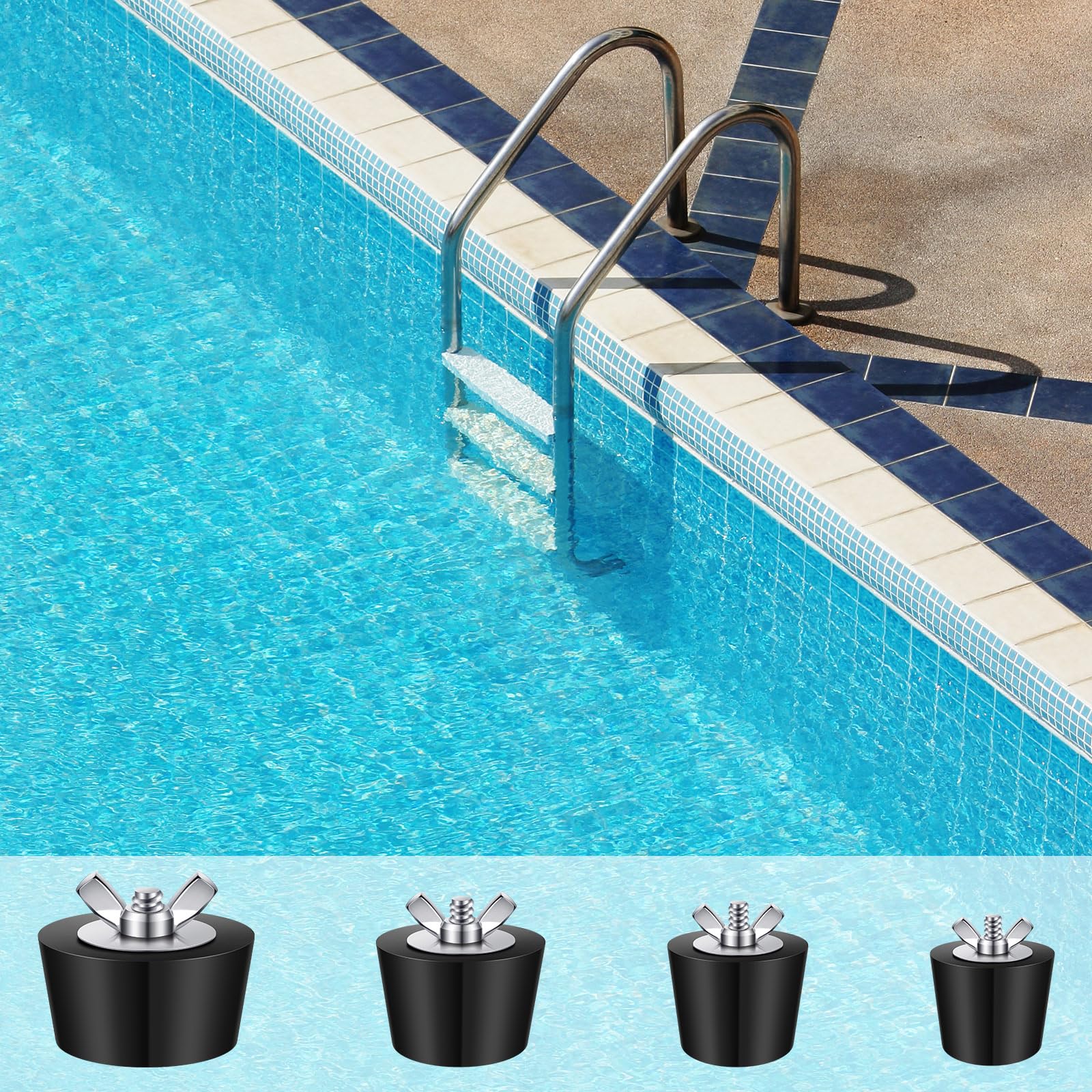 BESARME pool plug with stainless steel wing nut resists rust and reuses season after season.
