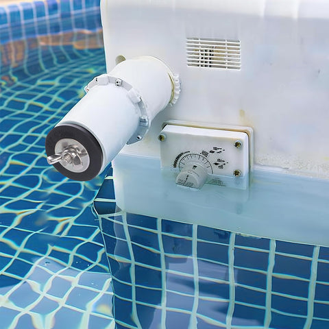 BESARME winterizing plug shown outdoors to protect pool pipes in cold seasons.