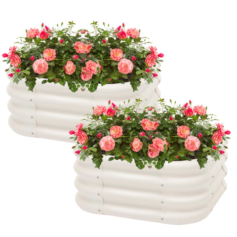 Besebay 2-pack galvanized raised garden bed for outdoor gardening, ideal for vegetables.