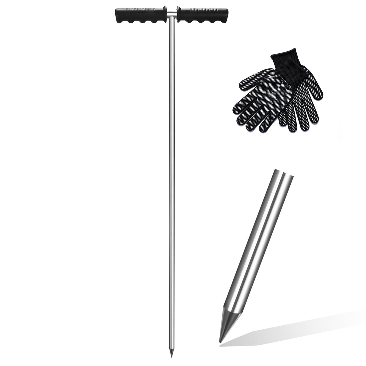 Beseetop soil probe rod 32-48in extended for deep soil testing and pipe locating.