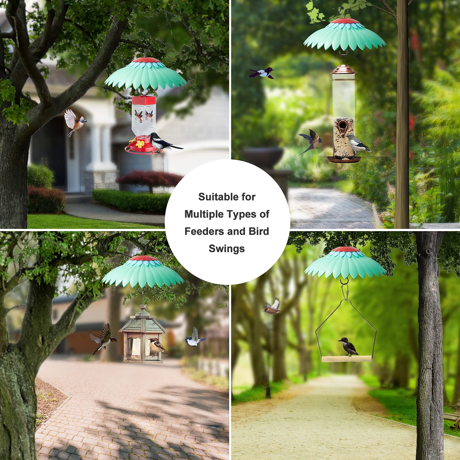Beserie 14-inch hanging feeder diameter shown for easy installation and wide reach.