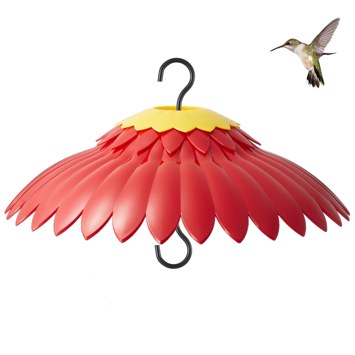 Beserie bird feeder rain cover with red dome shields nectar from sun and rain.