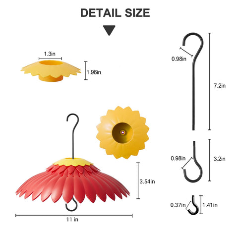 Beserie yellow moat helps keep nectar dry and feeding area cleaner.