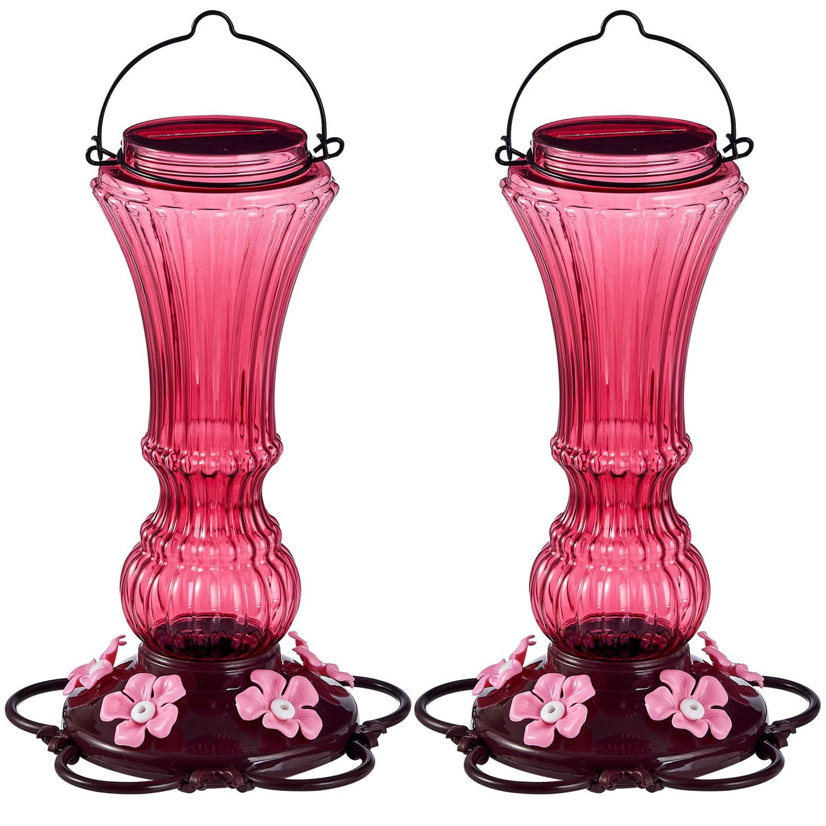 Beserie hummingbird feeder 2-pack outdoor view shows easy backyard setup.