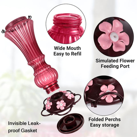 Beserie hummingbird feeder wide-mouth fill-ease ensures mess-free refills.