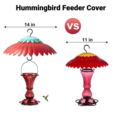 Beserie red dome weather cover adds color while protecting hummingbird nectar.