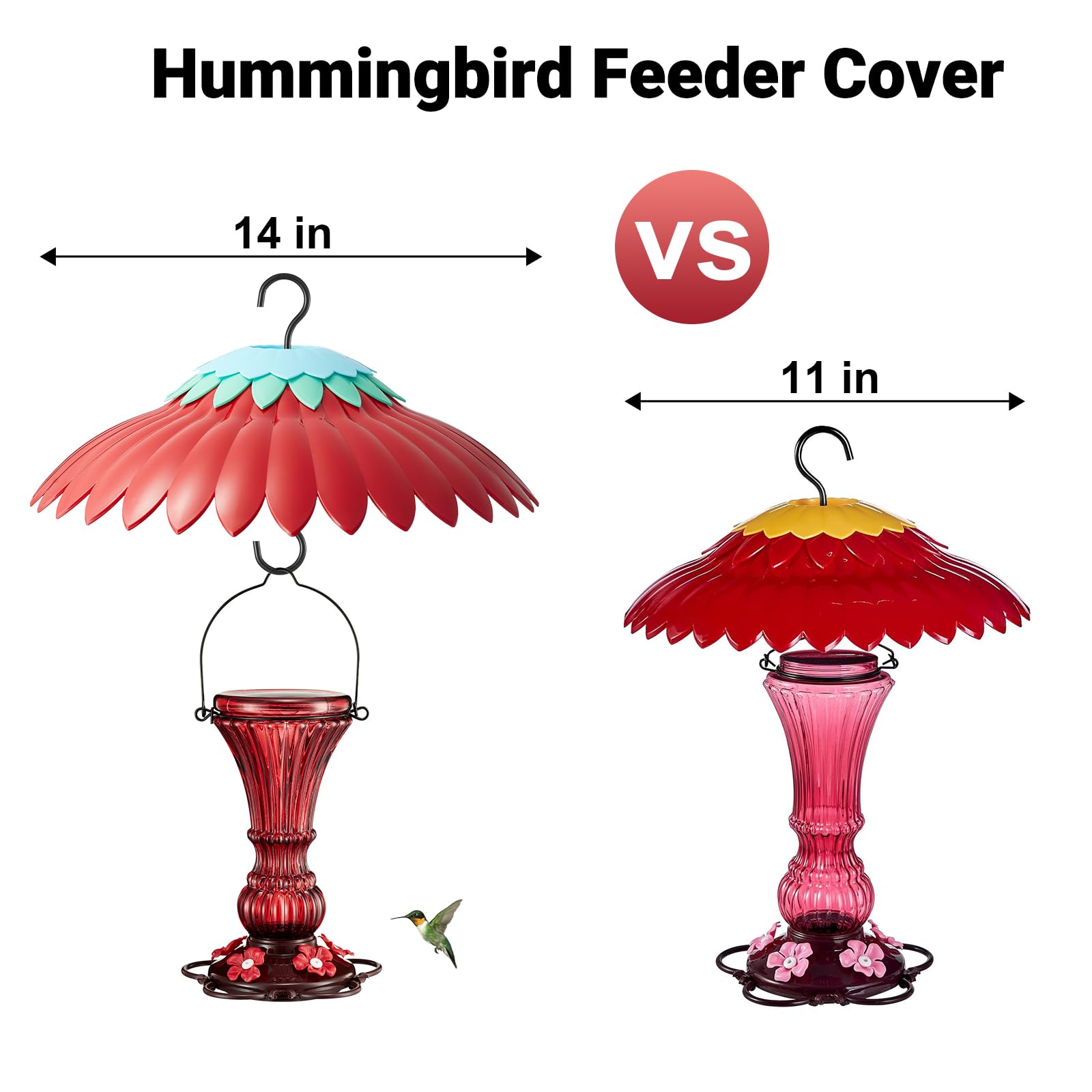 Beserie Red Umbrella shade attracts hummingbirds and shades the feeder