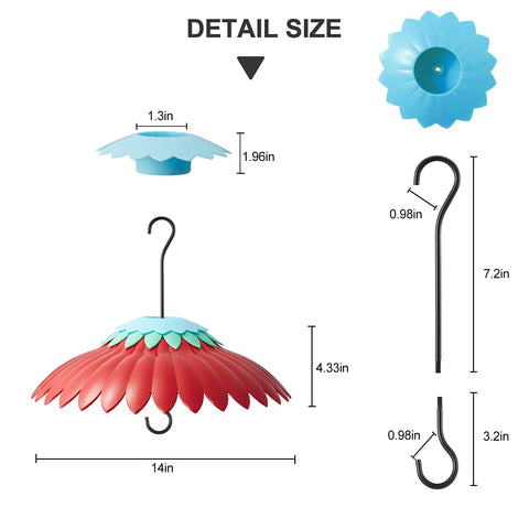 Beserie Squirrel Baffle weather guard protecting nectar from exposure.