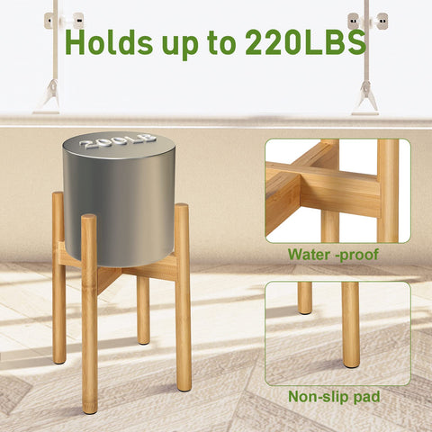 Adjustable rails on BESHOF stand accommodate 8–12 inch pots.