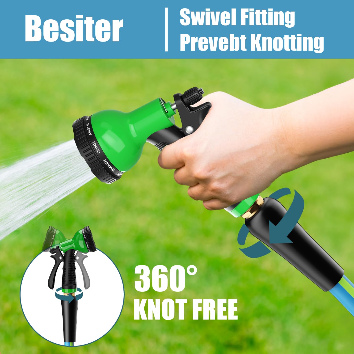 Besiter burst-resistant hose ideal for car washes and outdoor cleaning.