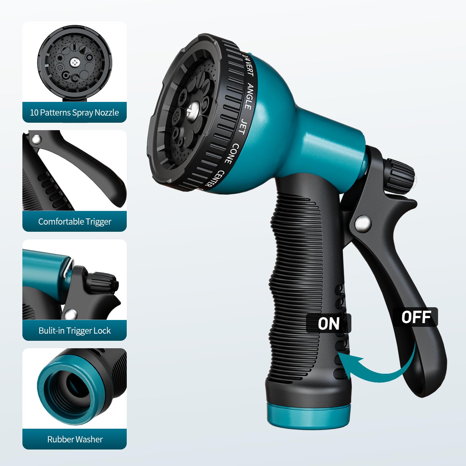 Besiter nozzle in hand shows ergonomic grip for comfortable long watering sessions.