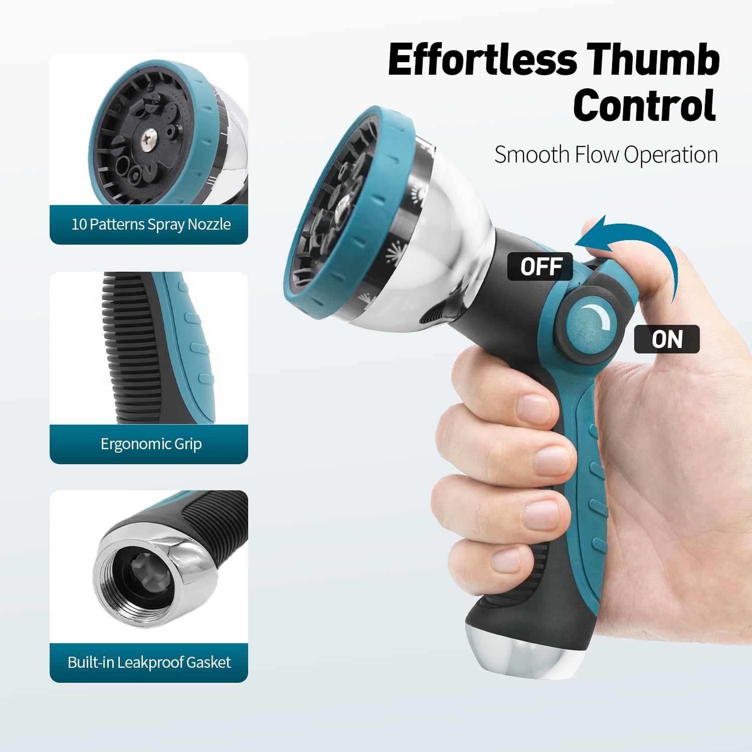 Besiter nozzle demonstrating 10 spray patterns for versatile tasks