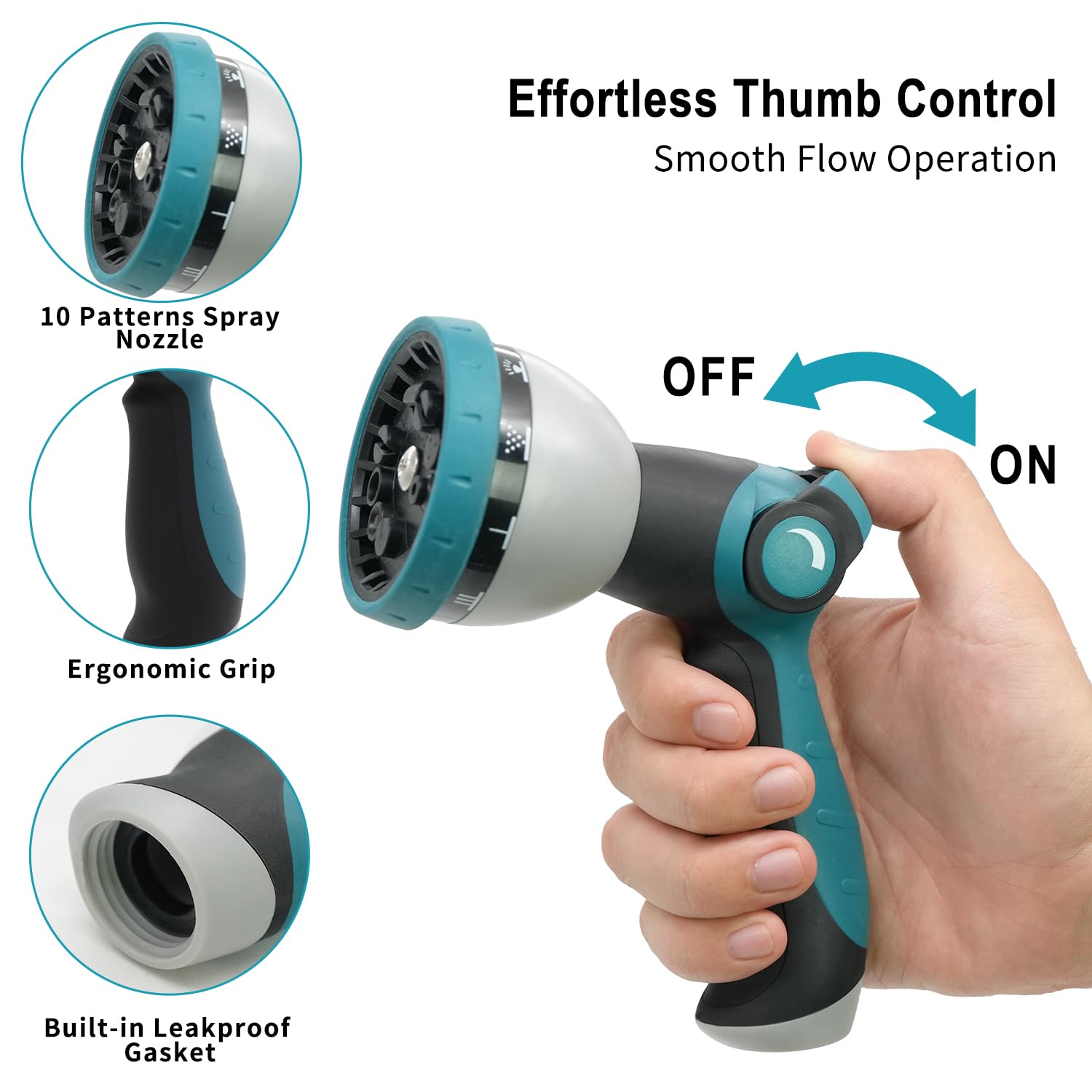 Besiter hose nozzle ten-pattern spray options for versatile watering.