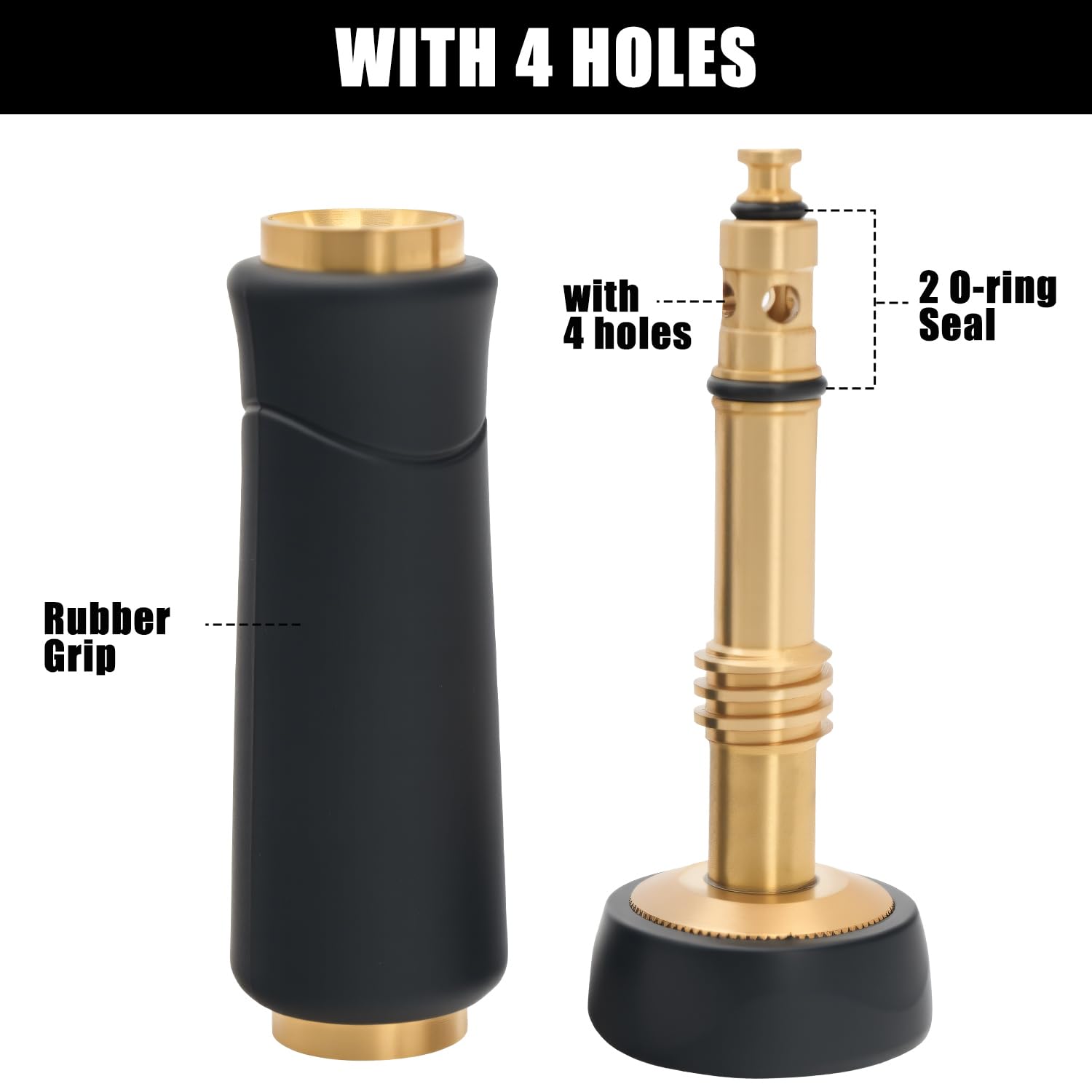 Besiter rubber-grip hose nozzle offers comfortable control during watering.
