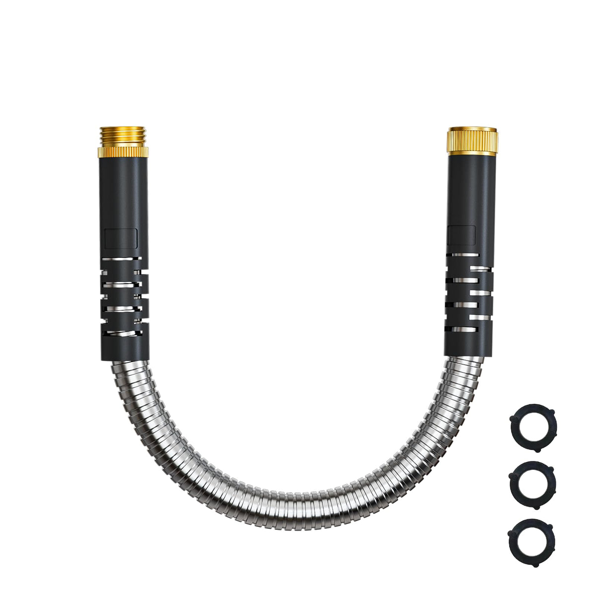 Besiter short metal garden hose 1ft connector with stainless steel braid for outdoor watering.