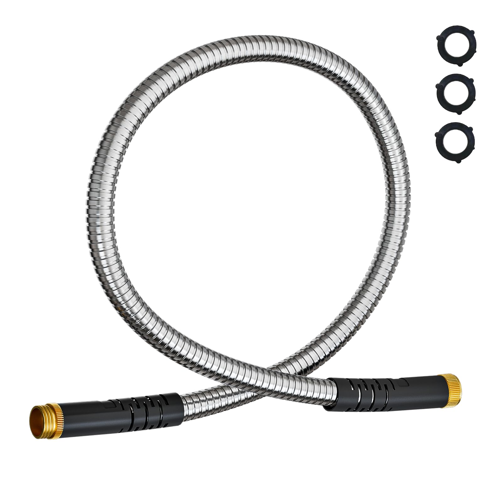 Besiter short metal garden hose 3ft connector offers durable outdoor watering and easy handling.