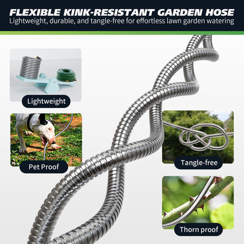 Besiter stainless steel braided hose remains flexible to prevent kinks near the reel.