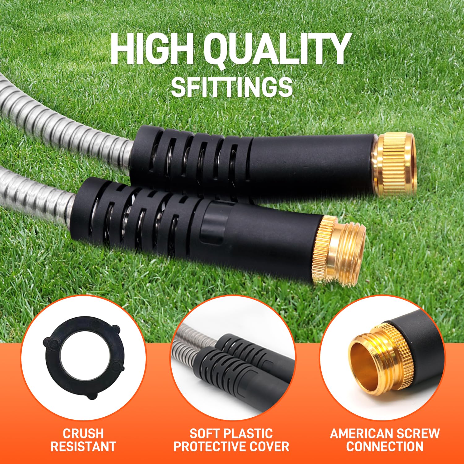 Besiter stainless steel hose connectors demonstrate premium no-leak ends for reliable water flow.