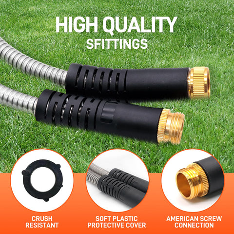 Besiter stainless steel hose connectors demonstrate premium no-leak ends for reliable water flow.