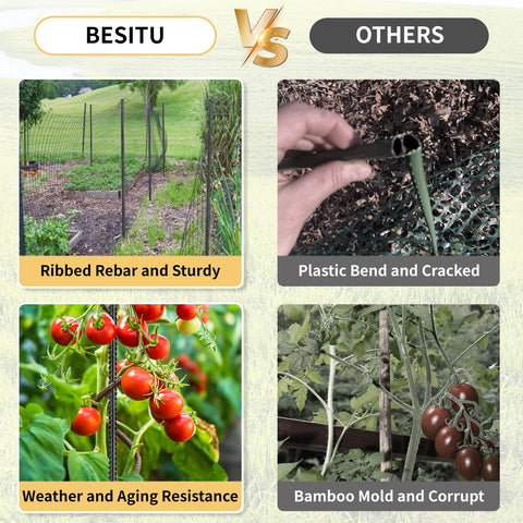 Besitu ground anchors securing trees, shrubs, and landscape timbers.