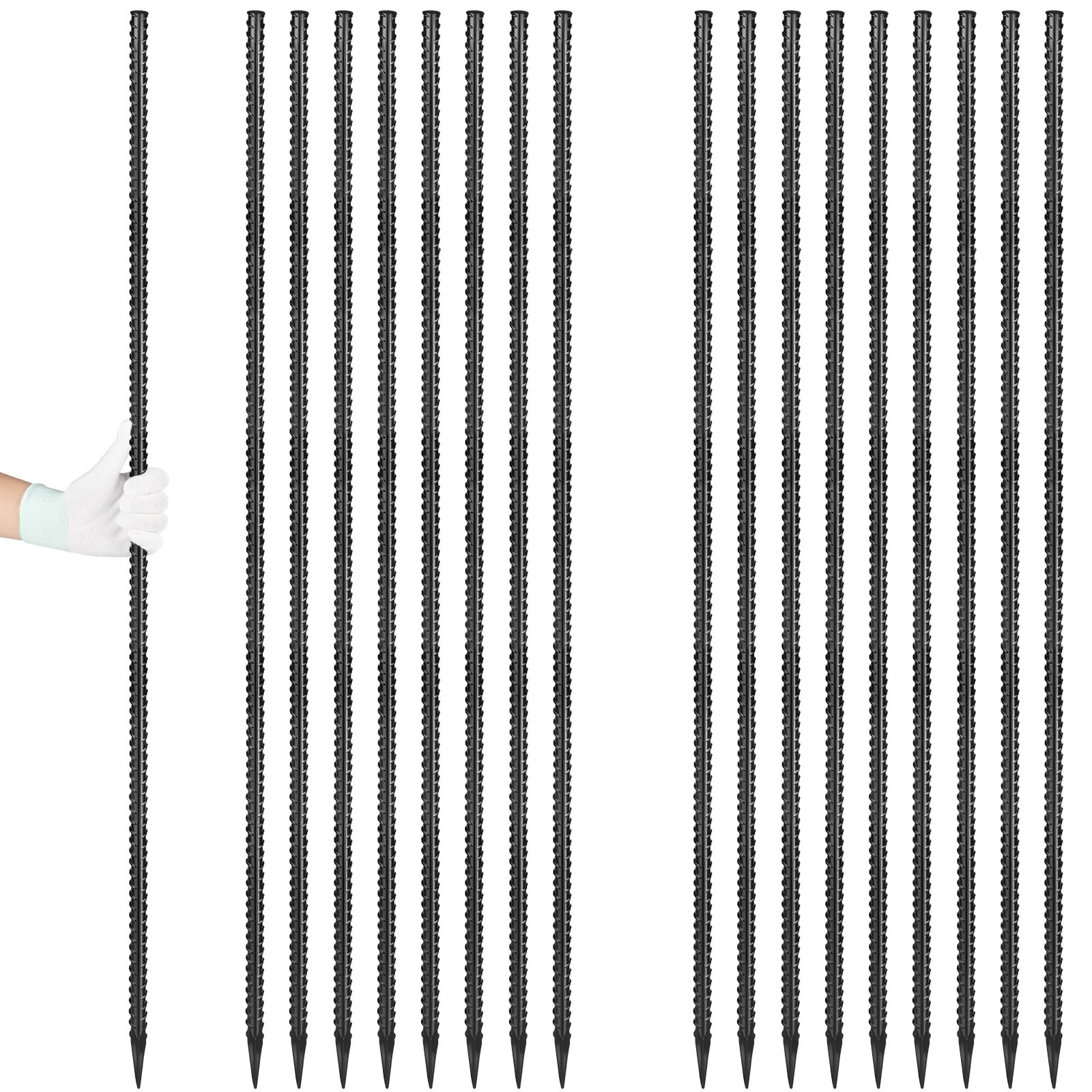 Besitu rebar stakes 36in straight for durable fence and garden securing.