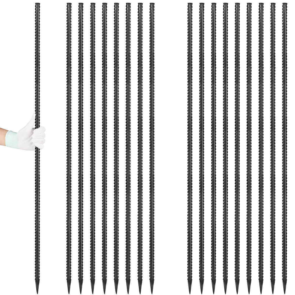 Besitu rebar stakes 36in straight for durable fence and garden securing.