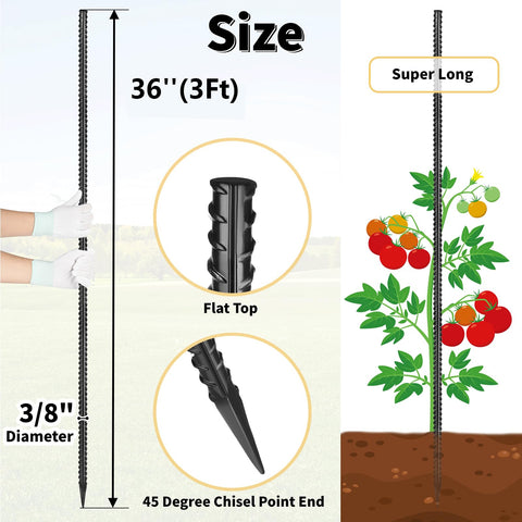Besitu rebar stakes with chisel point end ease ground penetration.