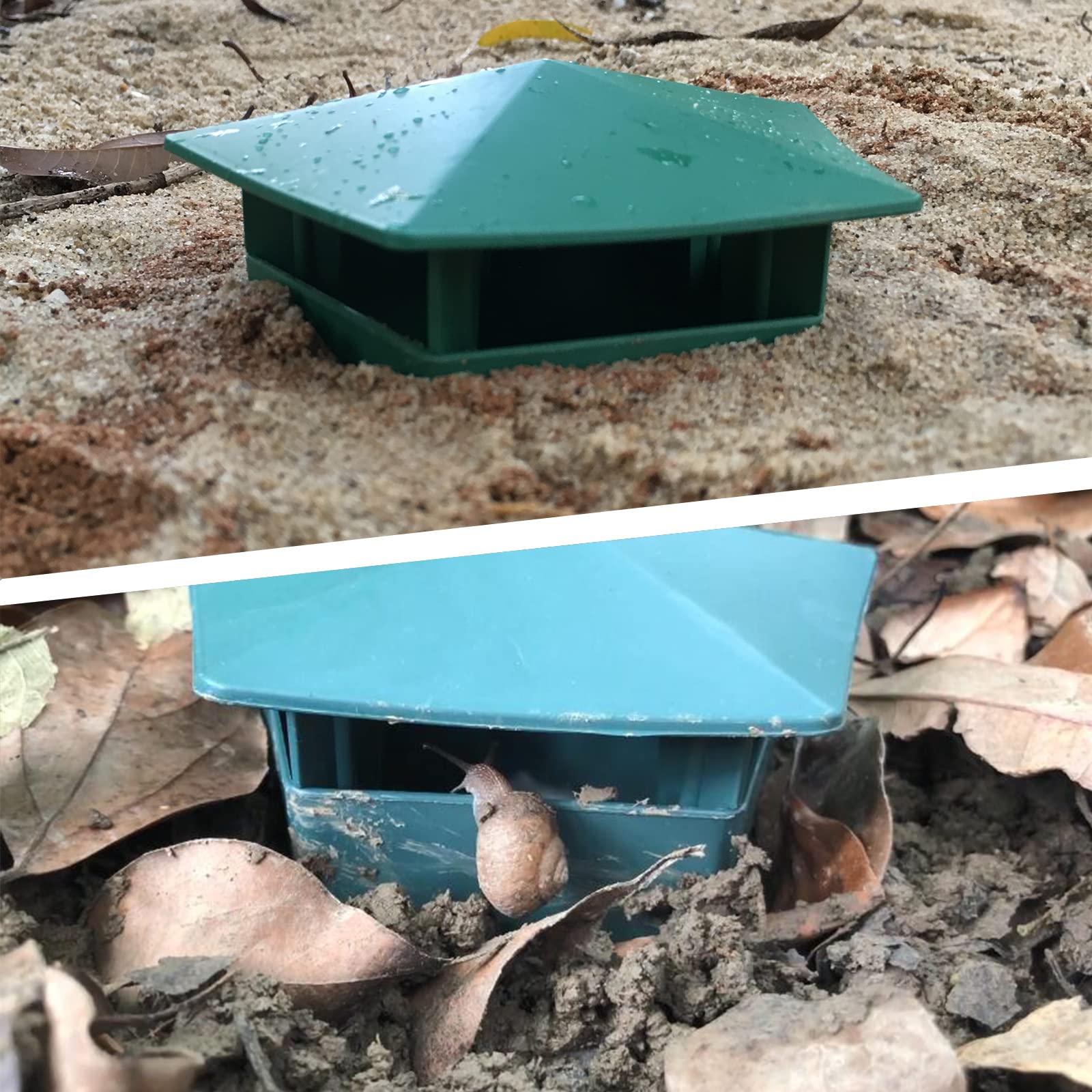 Beslands green plastic box with dimension note for precise sizing.