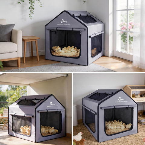 Besly Brooder Box heat lamp friendly design fits standard lamps