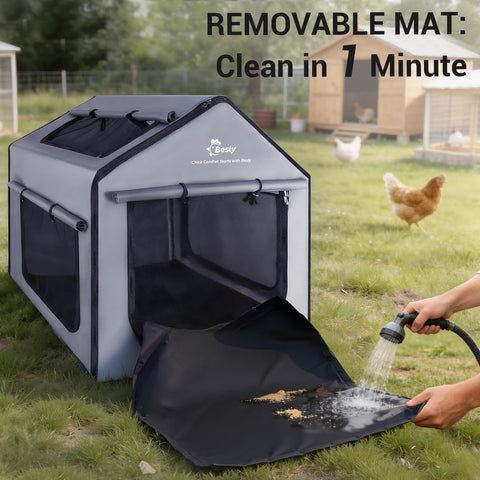 Besly Brooder Box waterproof floor mat enables quick cleaning