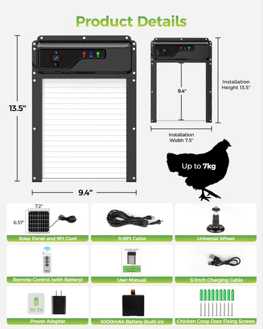 Besly WiFi automatic chicken door in open position for easy coop access