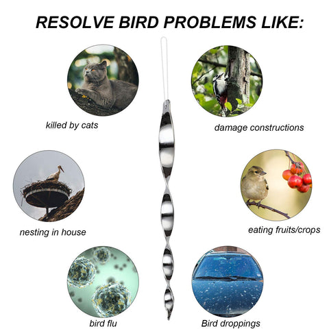 Besmon Woodpecker silver spiral design enhances garden aesthetics while deterring birds