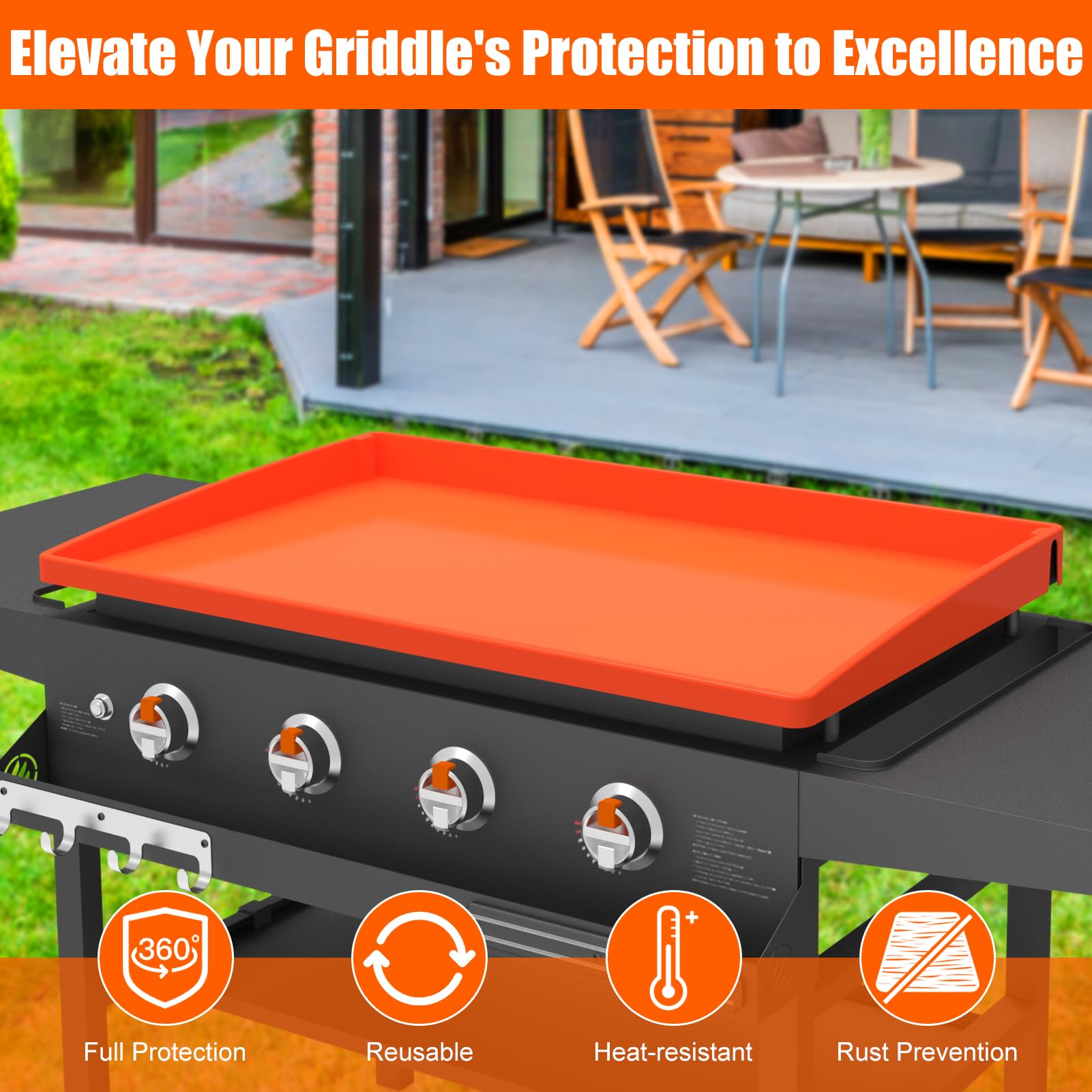 BESSIO griddle cover shields grill surface from dust and rust